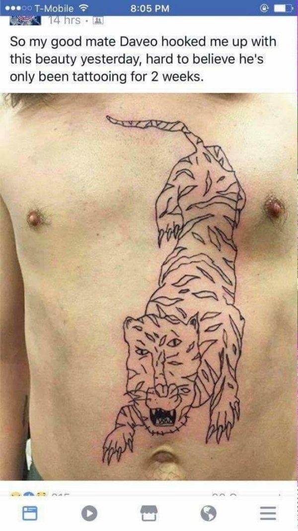 Tattoo FAIL Horrible tiger tattoo