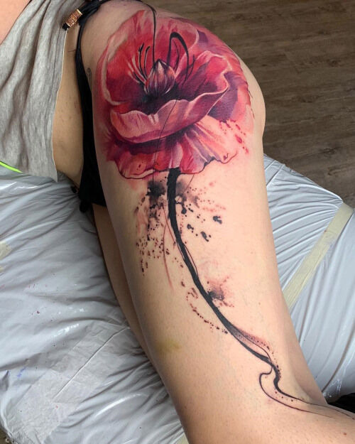 watercolor poppy https tattoo ideas com poppy hip