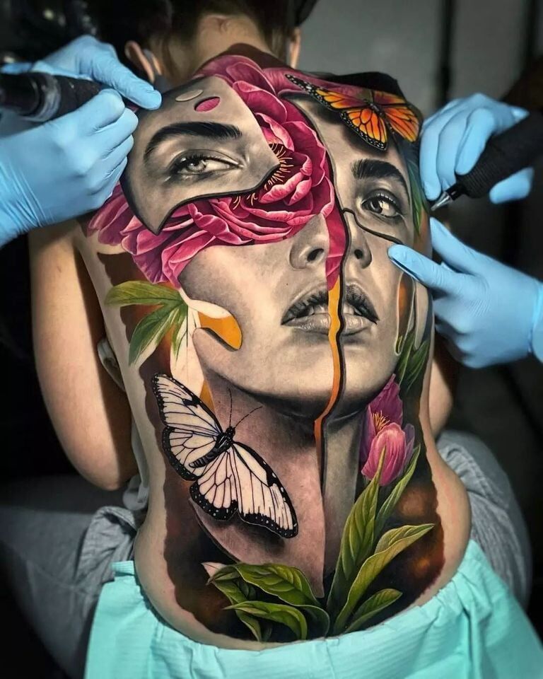 Amazing collab tattoo work by © RobertoCarlosart amp © Emerssonp