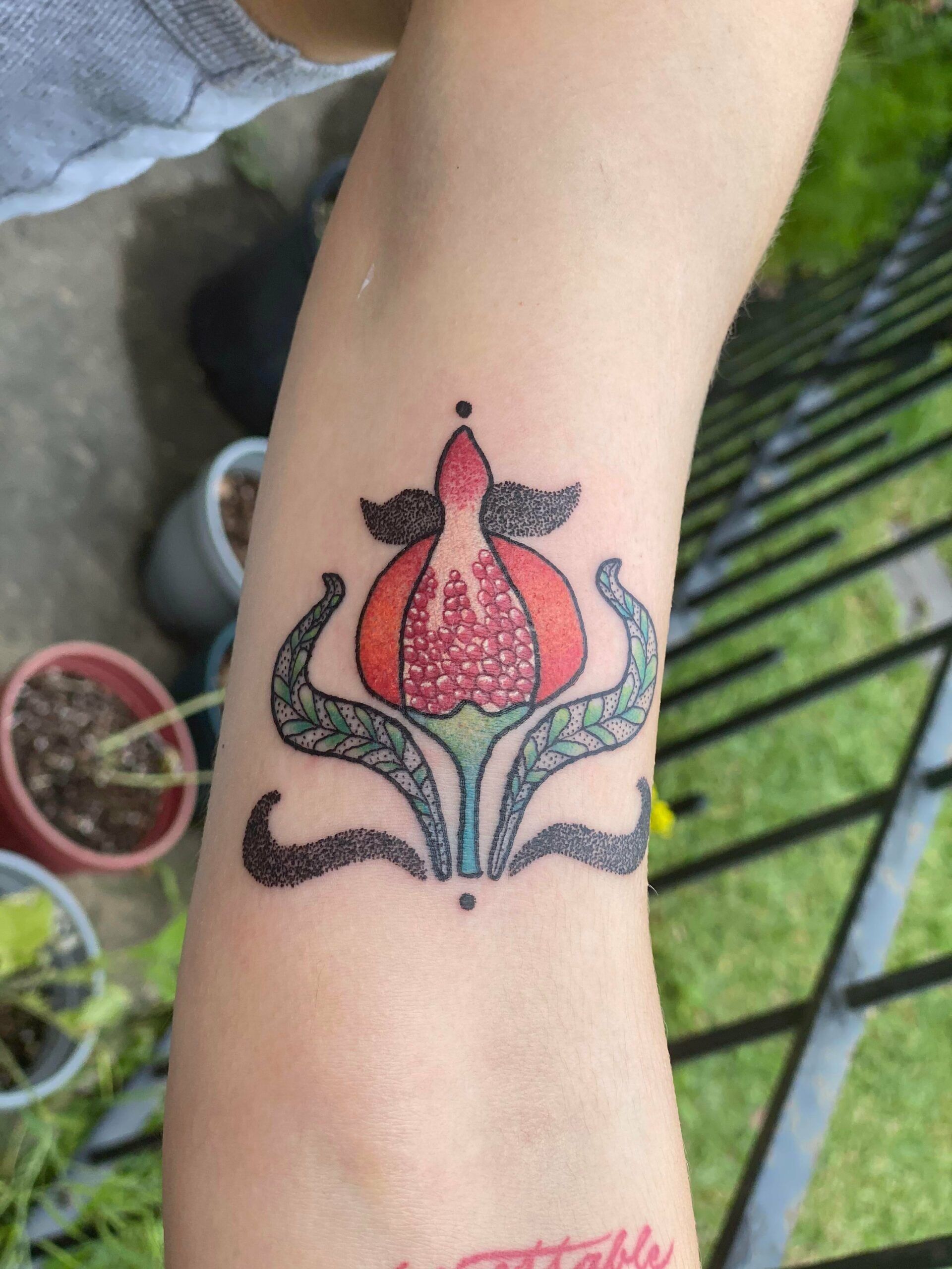 My art nouveau pomegranate by Milene @ Tattoo Temple in scaled
