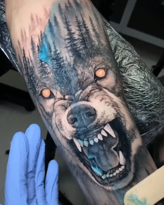 The Hungry Wolf tattoo done by artist © Gabriele Pellerone
