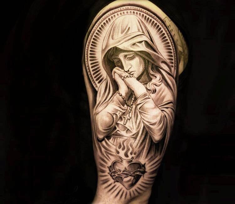 Virgin Mary tattoo by © Jun Cha